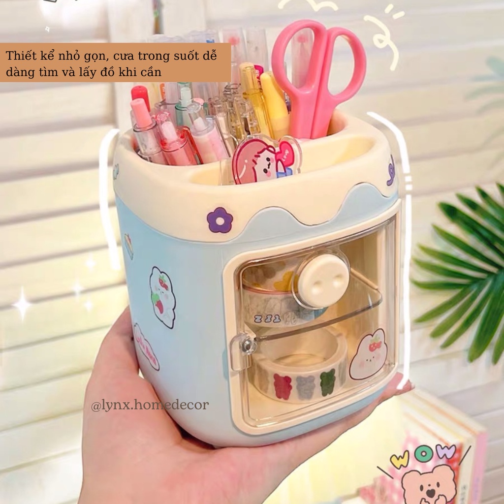 Ống Cắm Bút + Tủ Để Đồ Đa Năng 2in1 Hình Lợn Dễ Thương Màu Pastel Kẹo Ngọt Lynx Home