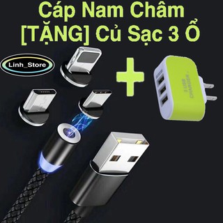 Cáp sạc nam châm hỗ trợ sạc nhanh - độ dài 1 mét, tròn xoay 360 độ - bọc dù cao cấp
