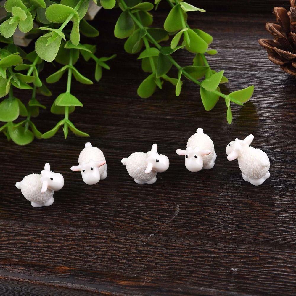 Set 5 Mô Hình Chú Cừu Bằng Nhựa Resin Trang Trí Sân Vườn Thu Nhỏ Mẫu Mới