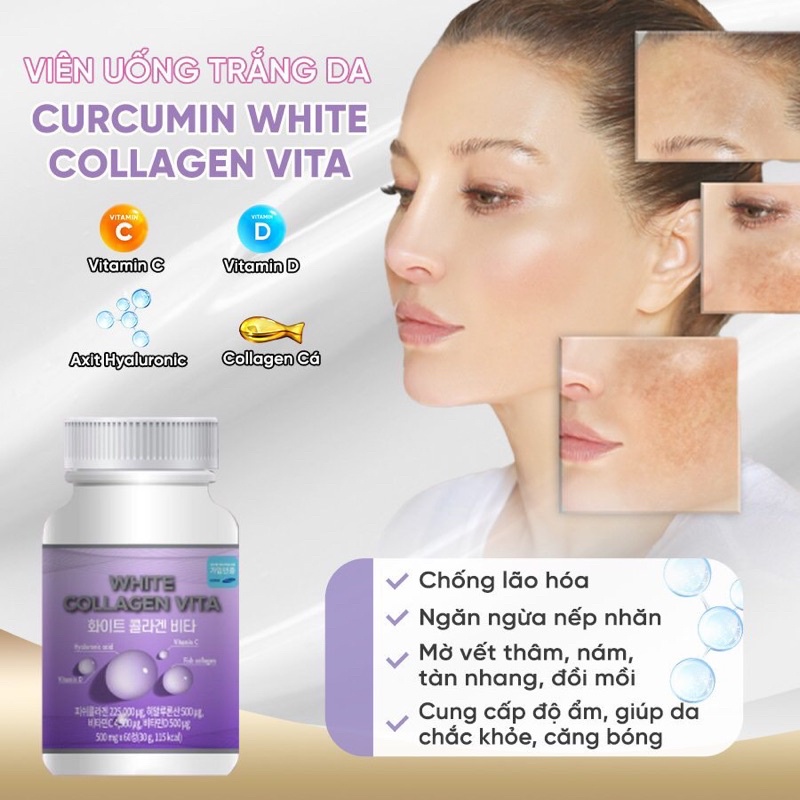Viên uống  WHITE COLLAGEN VITA  Hàn Quốc -Trang Tây Cosmetics