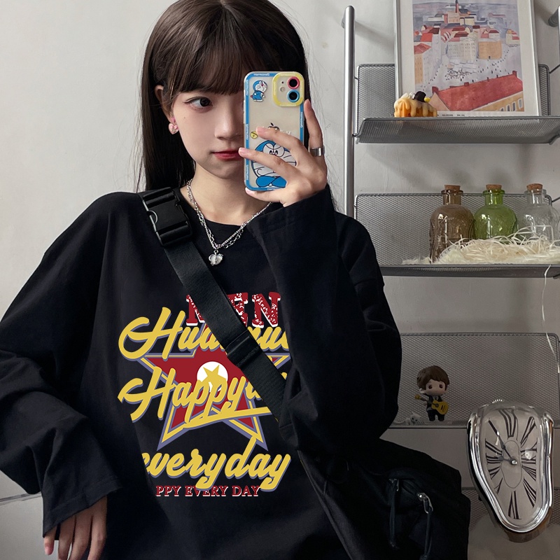 NRVP Áo Thun Nữ Dài Tay Dáng Rộng Phong Cách Hàn Quốc Mới