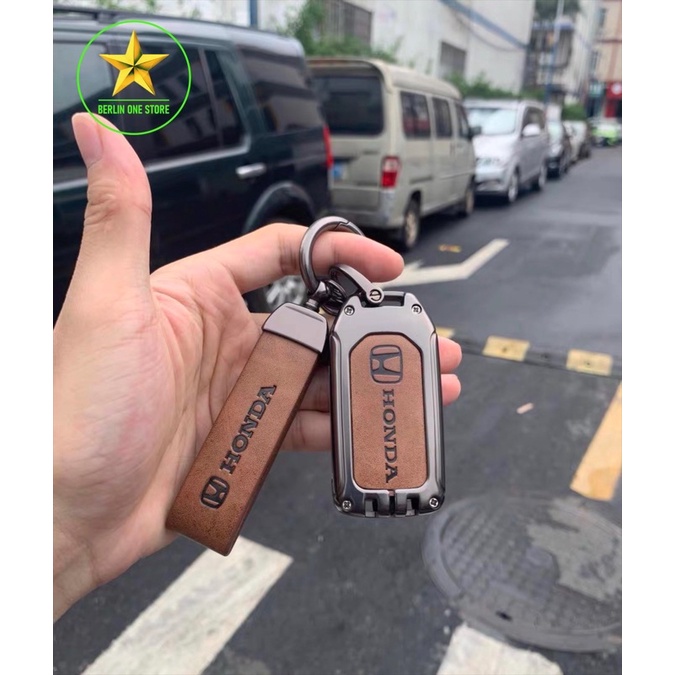 - Ốp kim loại bọc chìa khóa xe hơi ô tô Honda Civic City CRV HRV Brio Jazz - Bao da kim loại bọc chìa khoá Hon