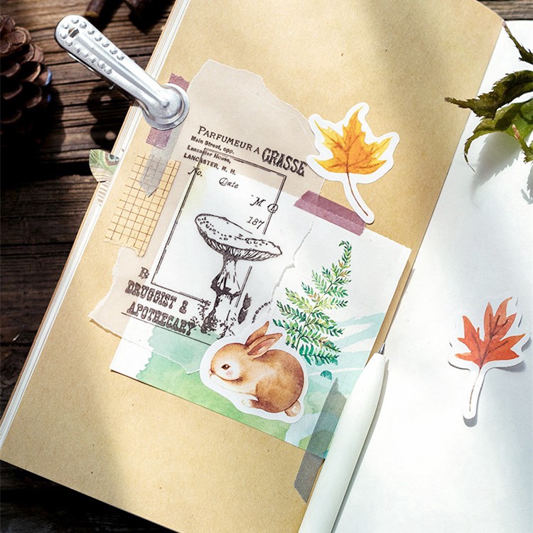 Bộ 46 miếng dán phong cách rừng mùa thu trang trí sổ lưu niệm/nhật ký DIY