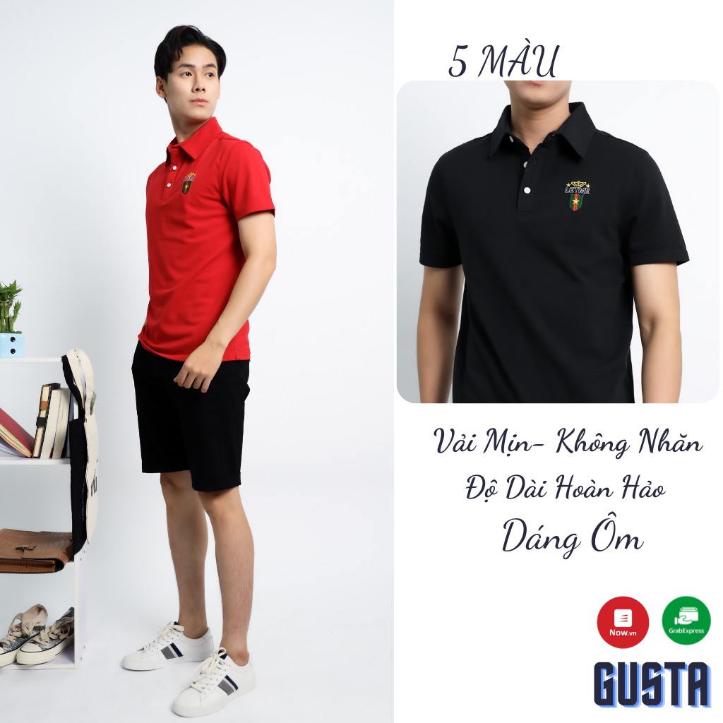 [5 Màu] Áo Thun Polo Nam Thêu Ngực Màu Trắng,...- Áo Phông Polo Nam Chính Hãng Vải Thoáng Mát Cao Cấp - PL01 - Gusta