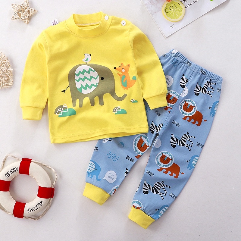 Combo 3 Bộ Thu Đông Cho Bé Trai Bé Gái Từ 1 Đến 7 Tuổi Dài Tay Chất Cotton Mềm Mại Hình In Đáng Yêu Dễ Thương