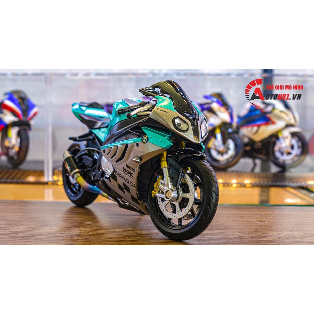 MÔ HÌNH XE ĐỘ BMW S1000RR 2020 BLUE GREY ĐỘ PÔ AR TỈ LỆ 1:12 AUTONO1 D200