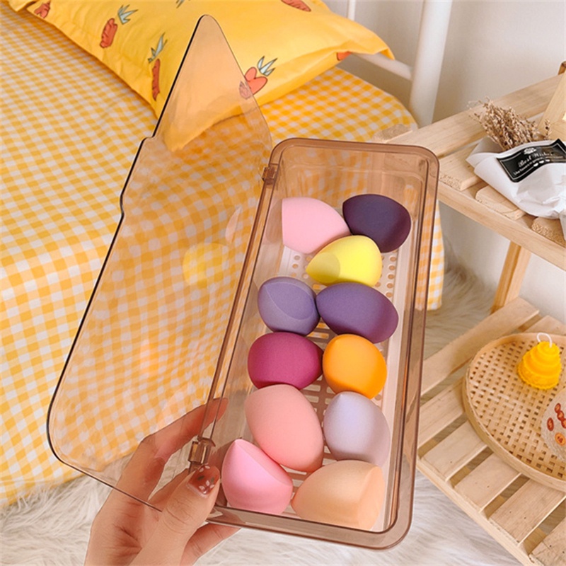 Hộp đựng cọ trang điểm/ mút xốp trong suốt có nắp chống bụi sáng tạo tiện dụng F918