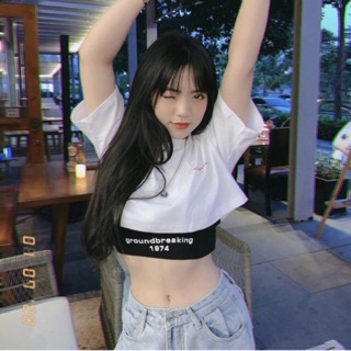 (Tặng quà) SET ÁO CROPTOP KÈM BRA 3 LỖ BÊN TRONG