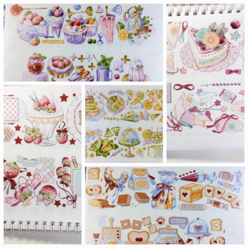 washi pet tape chủ đề bánh kẹo ngọt chiết theo chu kỳ stationary haul bulletjournal kiều diễm my diy asmr