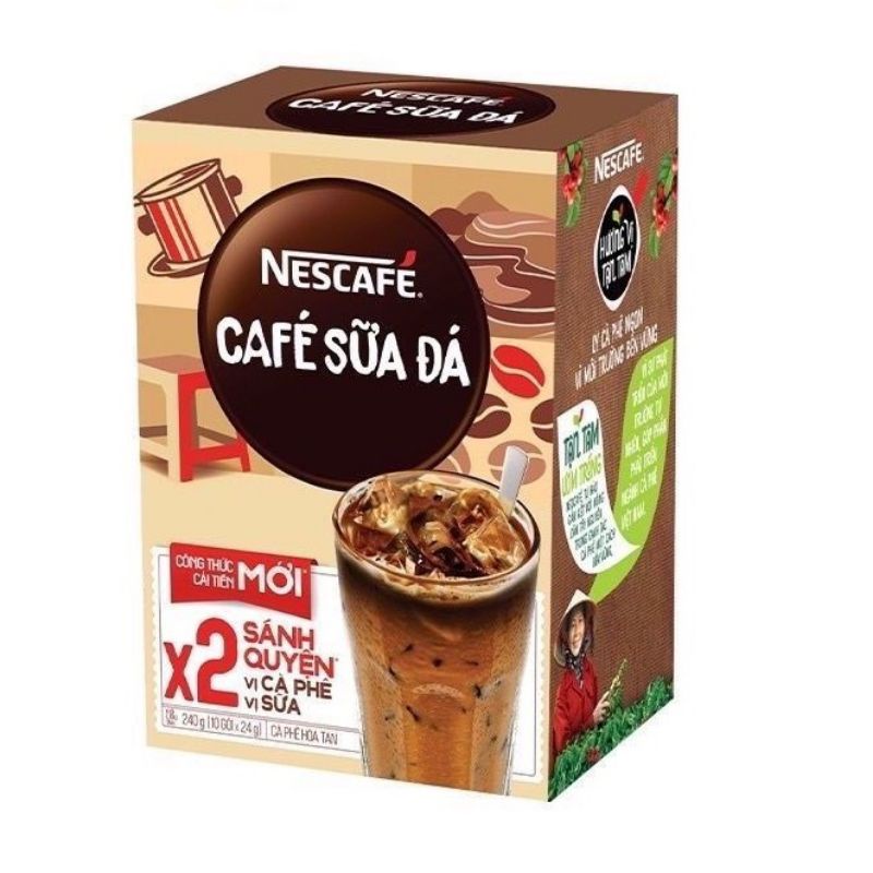 HỘP NESCAFE SỮA ĐÁ MỚI 3IN1- HỘP 10 GÓI- TẶNG 1LY