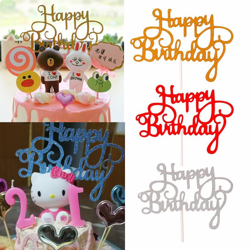 Set 5 Que Chữ Happy Birthday Gắn Trang Trí Bánh Kem