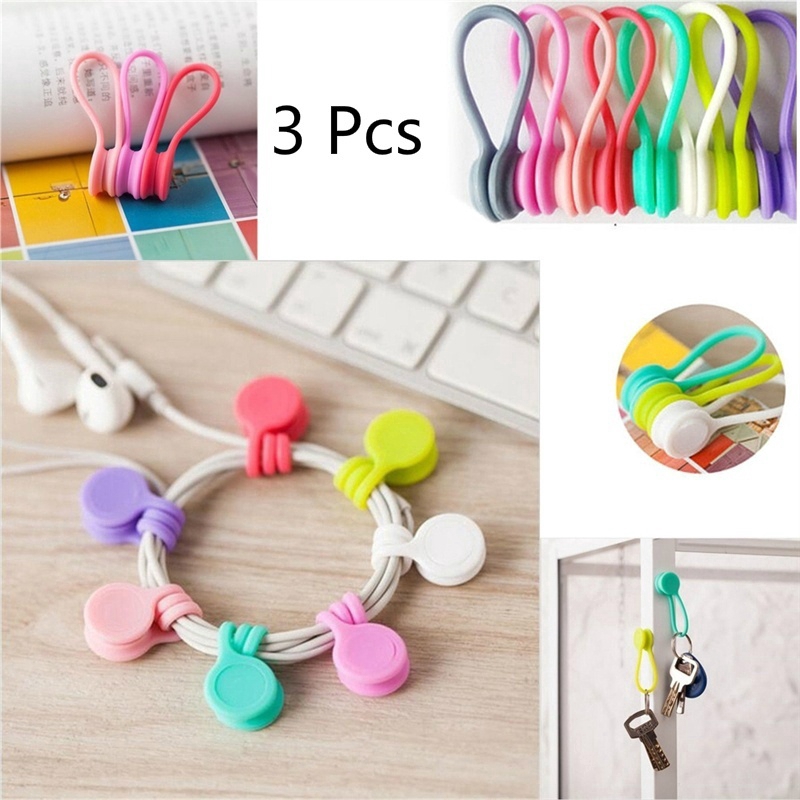Set 3 kẹp silicone giữ gọn dây cáp điện tiện dụng | BigBuy360 - bigbuy360.vn