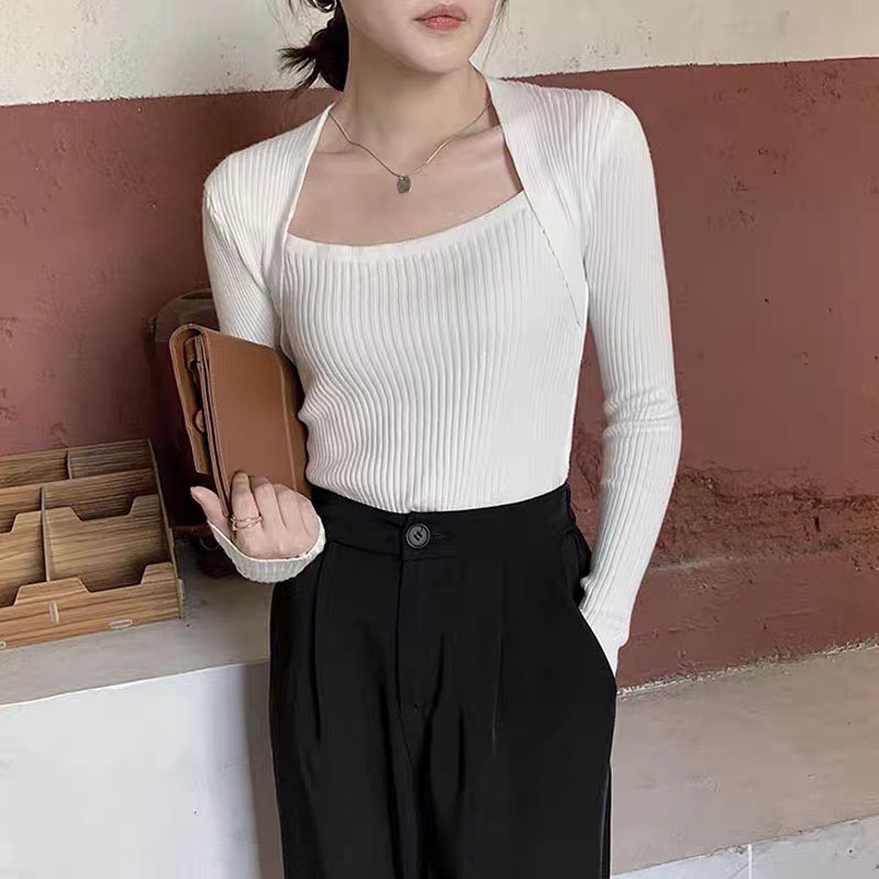 Áo len tăm Gamyy cổ vuông, áo dệt kim tay dài nữ mềm mịn | BigBuy360 - bigbuy360.vn