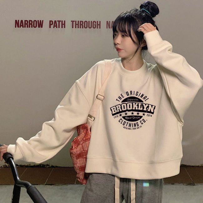 Áo Sweater Lông Cừu Ngắn Dày Dặn Dáng Rộng Phong Cách Hàn Quốc Thời Trang Mùa Đông Mới Cho Nữ