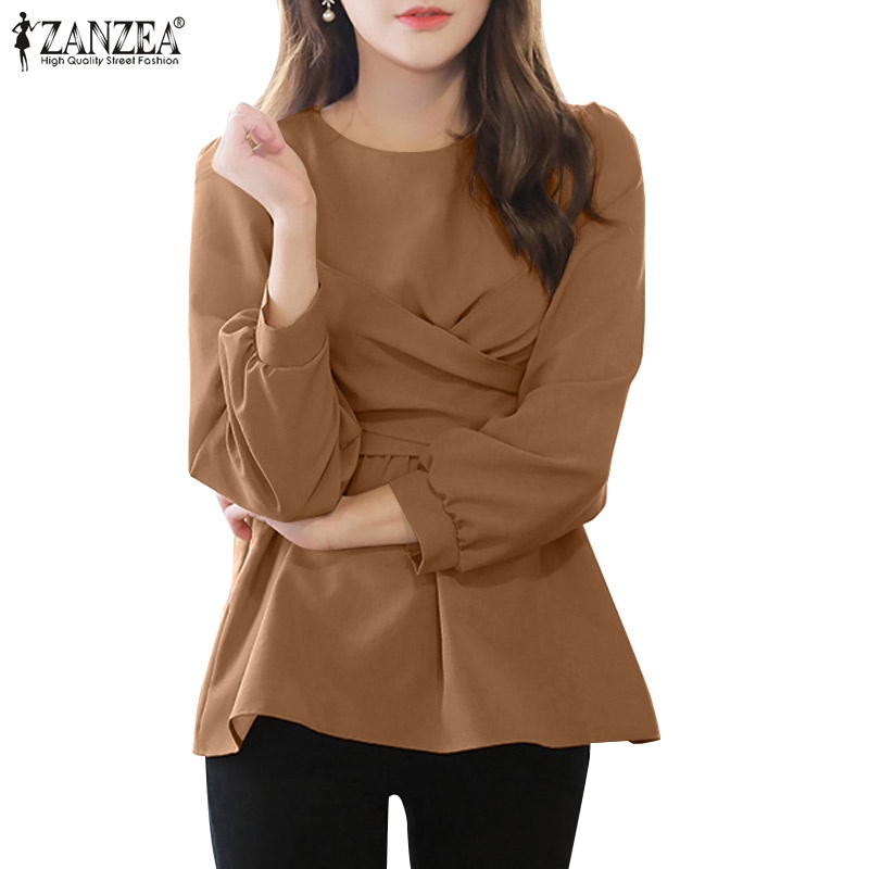 Áo nữ ZANZEA tay dài cổ tròn thời trang thanh lịch