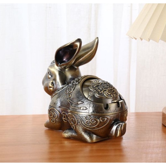 GẠT TÀN THUỐC LÁ BẰNG ĐÔNG CỔ HÌNH CON THỎ