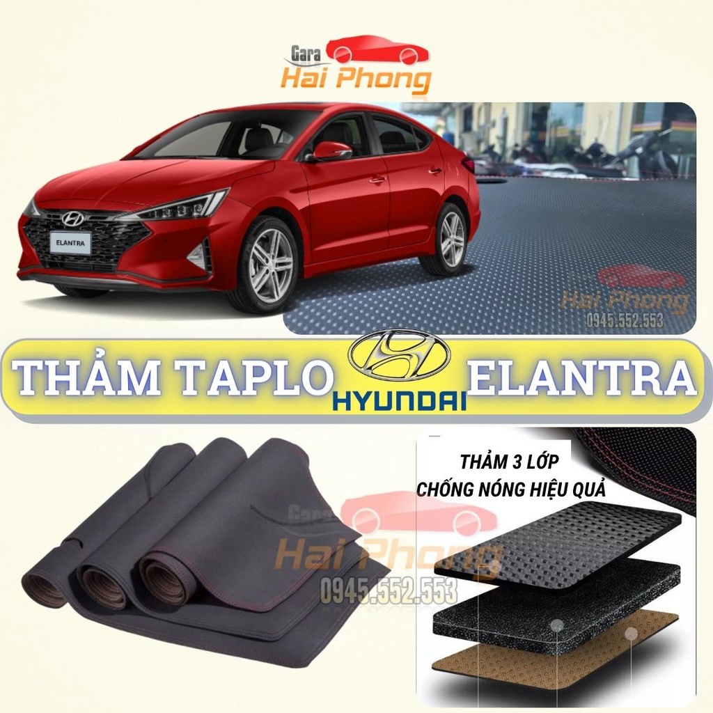 Thảm taplo Hyundai Elantra 2016 - 2021 dập vân Cacbon cao cấp, chống nóng ô tô hiệu quả