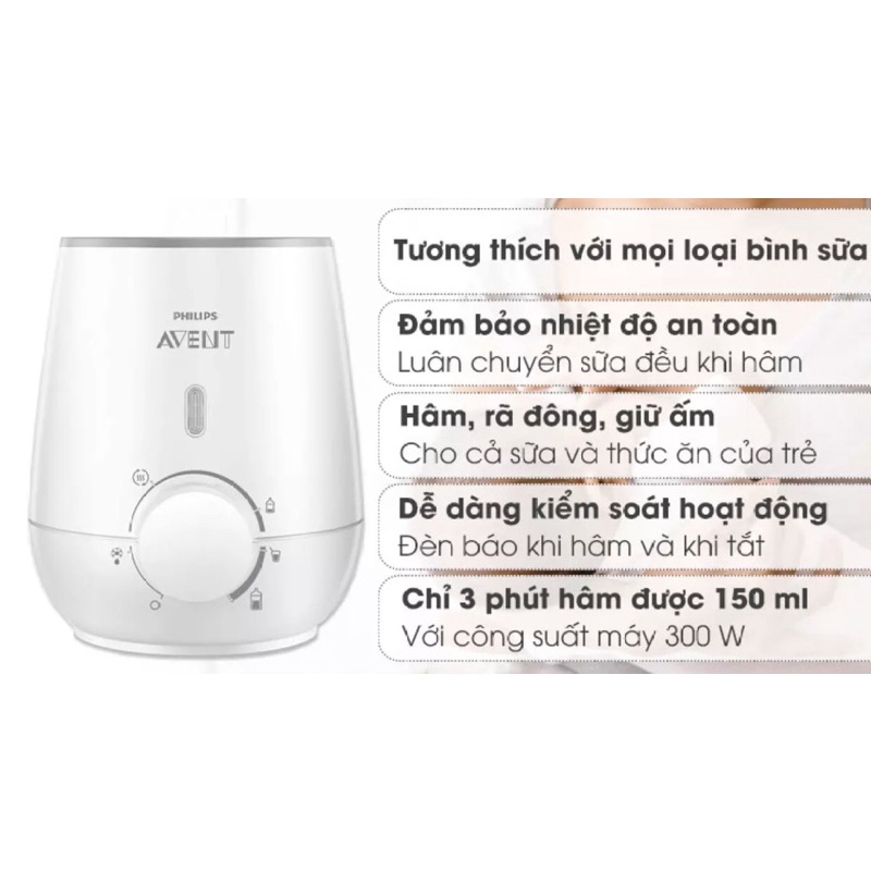 Máy hâm sữa và thức ăn siêu tốc Philips Avent SCF355.07, may u sua, may ham sua giữ nhiệt cho bé