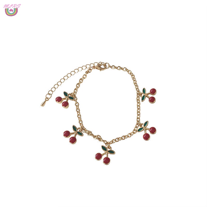 Vòng đeo tay mặt hình quả cherry dễ thương có thể điều chỉnh cho nữ