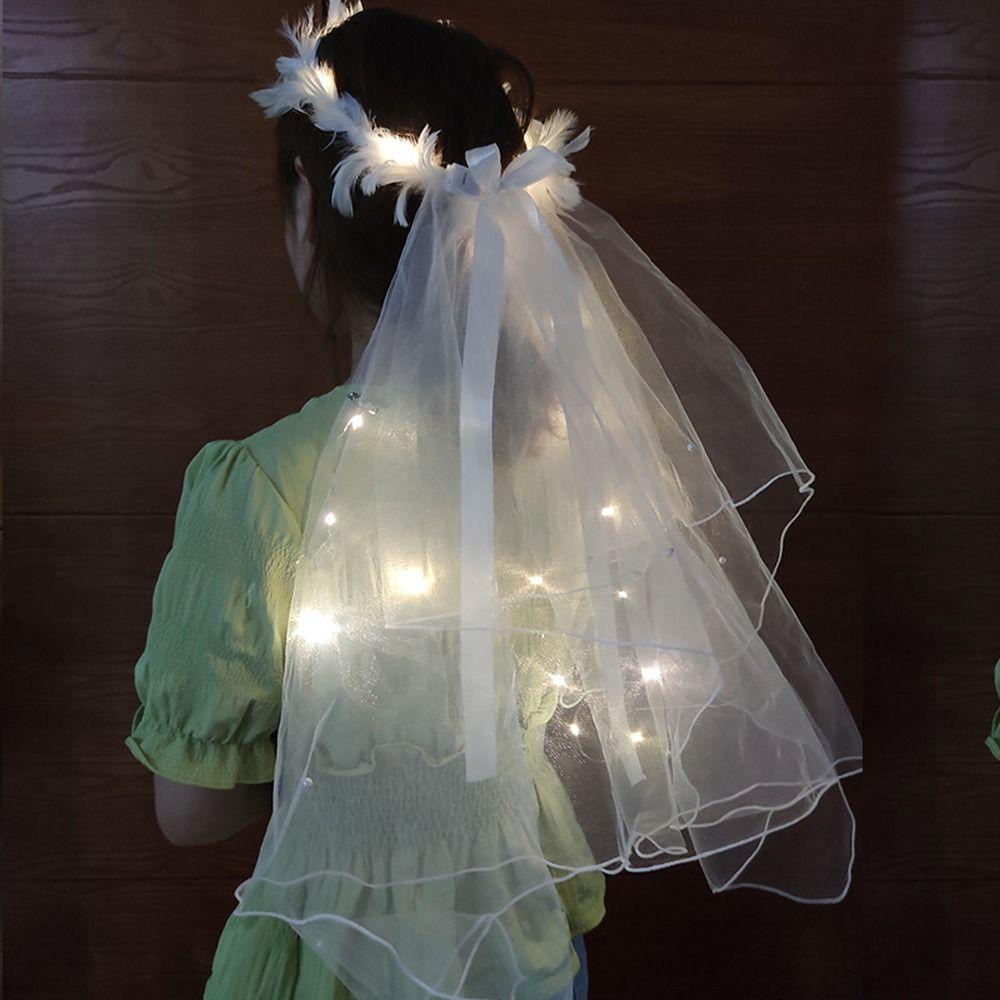 Mạng Che Mặt Đính Nơ Lưới Màu Trắng Kiểu Hàn Quốc Cho Cô Dâu