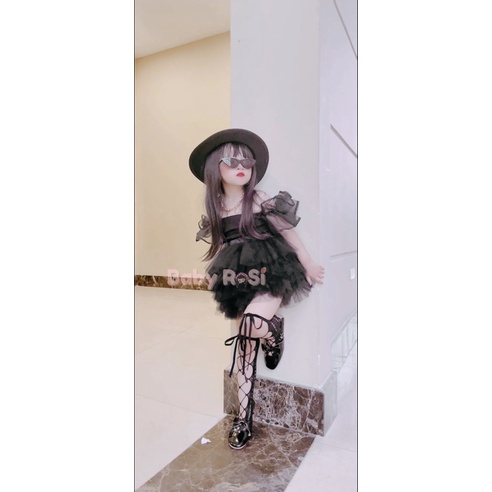 Sét áo voan bèo kèm chân váy tutu đen cho bé