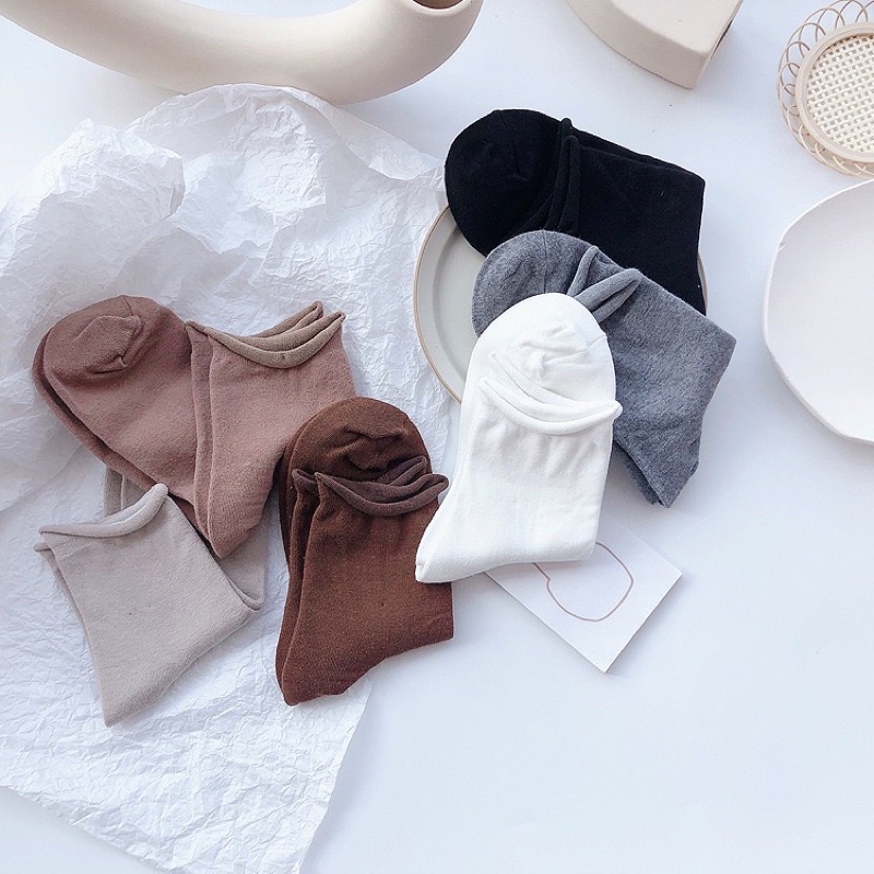 Vớ cổ cao nam nữ tất trơn lửng xoăn cotton thời trang đẹp kháng khuẩn khử mùi thấm hút mồ hôi tốt MONEY VC058