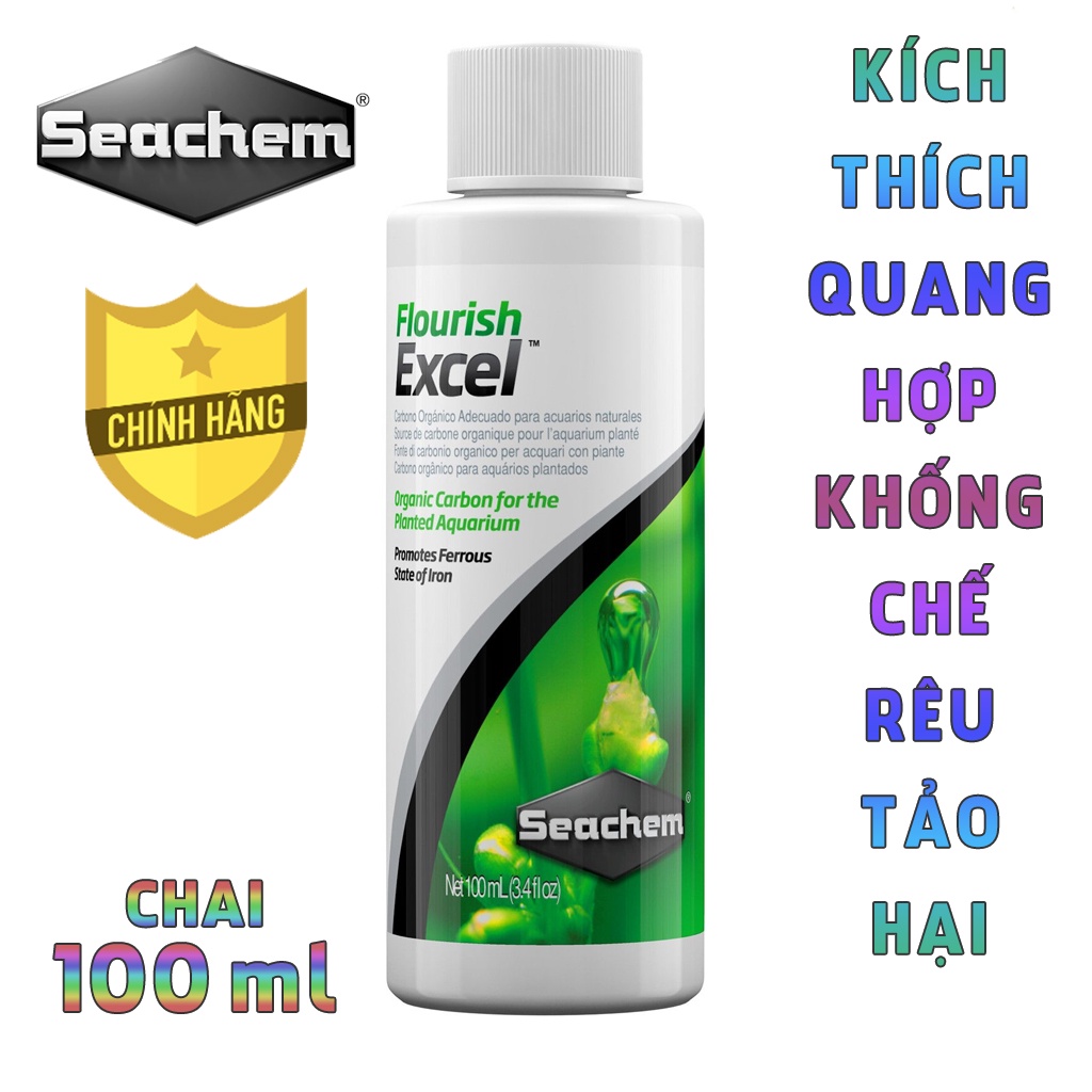 Dung dịch Seachem - Flourish Excel kích thích quang hợp cho cây thủy sinh trong hồ cá - Chai 100 ml