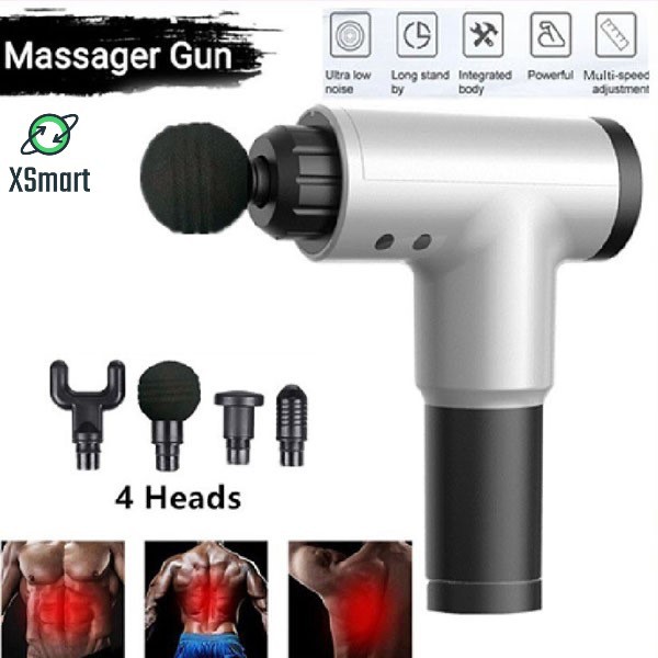 Súng Máy Massage Toàn Thân Cầm Tay Giúp Thư Giãn Cơ Bắp, Giảm Mỡ, Đau Nhức, Săn Chắc Cơ Hơn Tặng 4 Đầu Đi Kèm