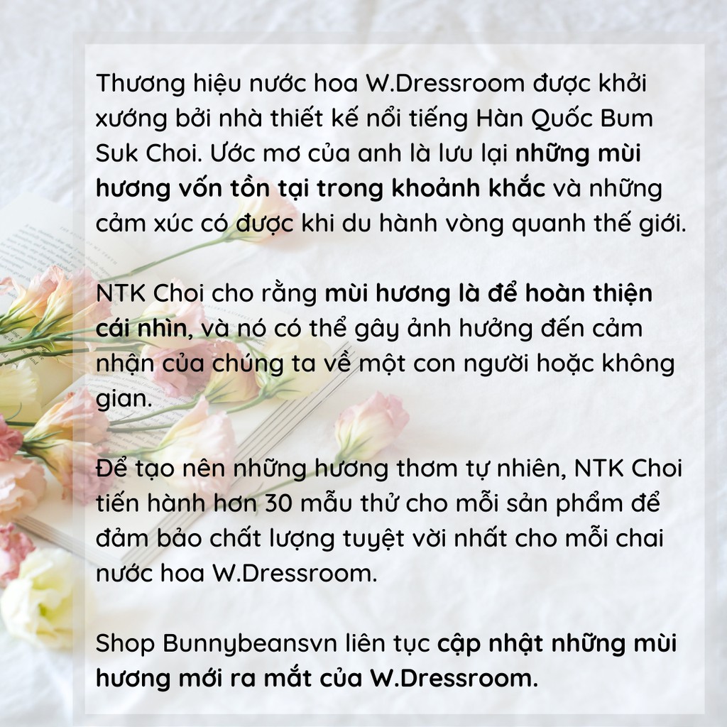 Nước hoa xịt vải xịt quần áo WDRESSROOM Hàn Quốc [cập nhật mùi mới] 🍒 BunnyBeans | Thế Giới Skin Care