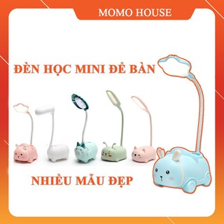 Đèn bóng led để bàn học đèn đọc sách hình động vật mini có pin tích điện hình heo ốc sên mèo, dây sạc USB đi kèm