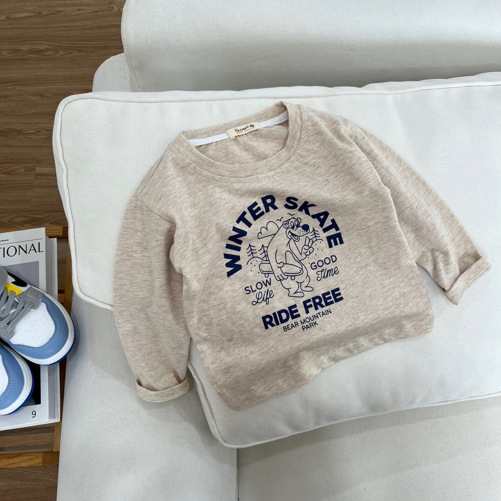 Áo thun dài tay bé trai Beemo áo thu đông nam 100% Cotton in hình siêu nhân chibi cho trẻ từ 2-10 tuổi