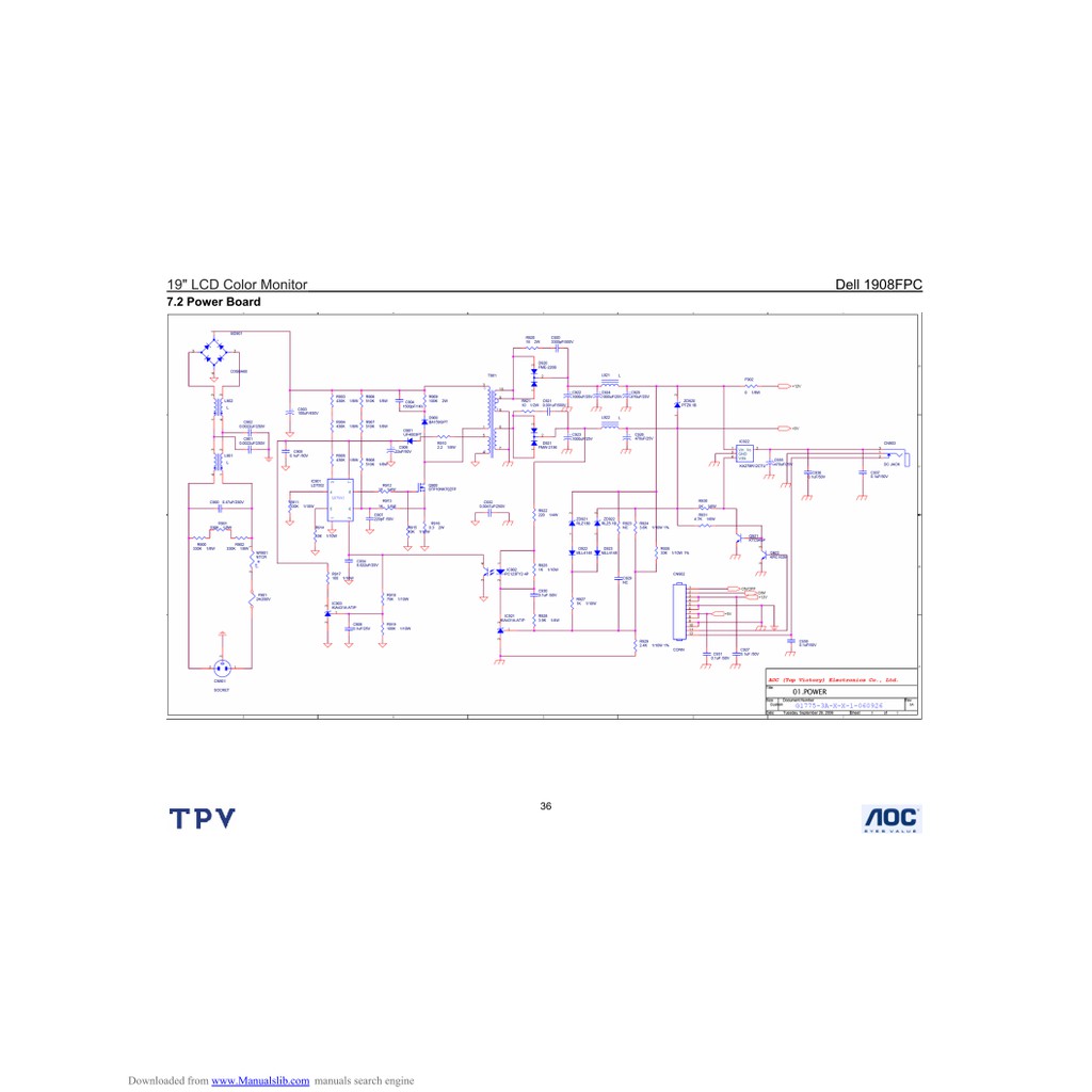 Hướng dẫn sửa chữa và sơ đồ màn Dell 1908FPC