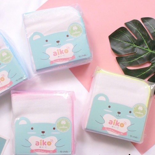 Set 10 Khăn Sữa Cho Bé Aiko 4 Lớp, Khăn Xô Cho Bé Hàng Chính Hãng Xuất Nhật