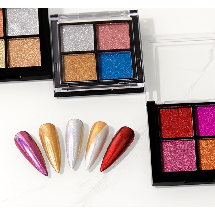 set tráng gương 4 màu trang trí nail