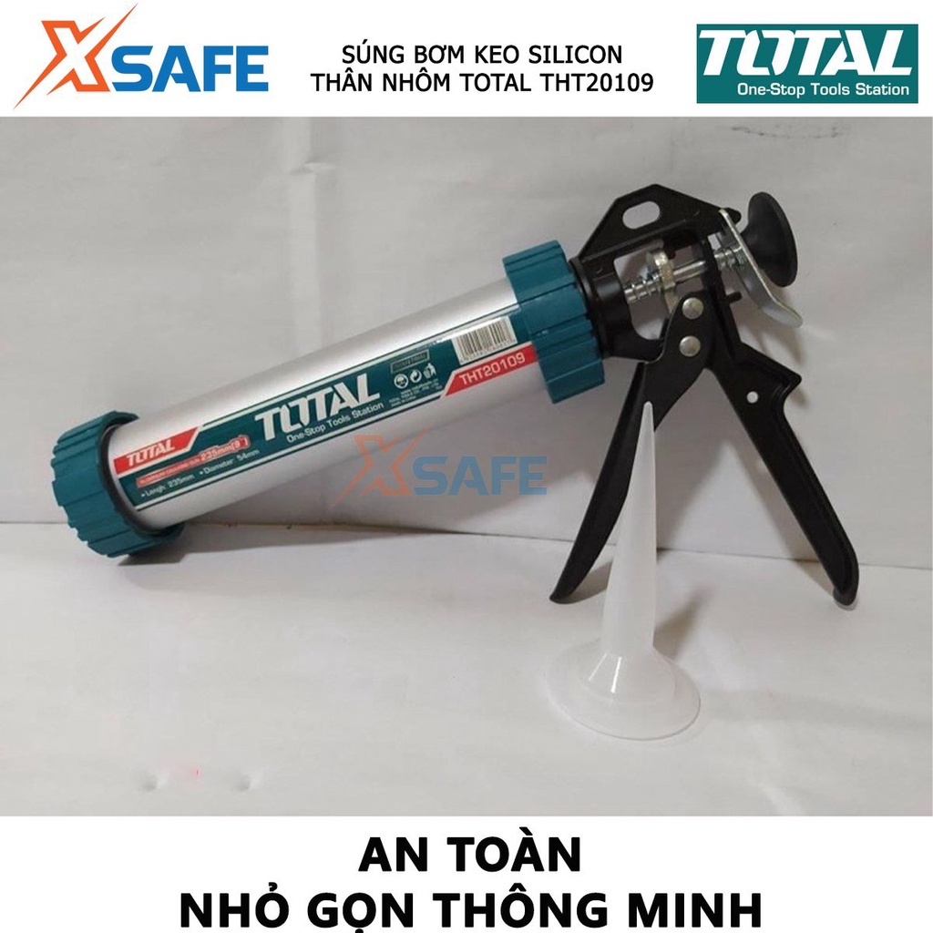 Súng bơm silicon TOTAL THT20109 Súng bắn silicon thân nhôm chiều dài 232mm, đường kính 51mm - Chính hãng [XSAFE]
