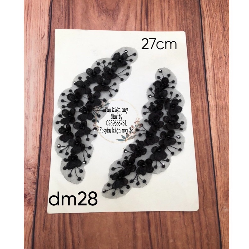 Cặp hoa ren thêu chỉ xinh xinh 27cm