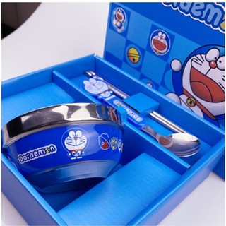 Bộ Chén Ăn Kèm Muỗng Đũa Hello Kitty & Đôrêmon