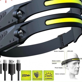 Đèn pin led cob đen đầu kiểu băng đô chống nước