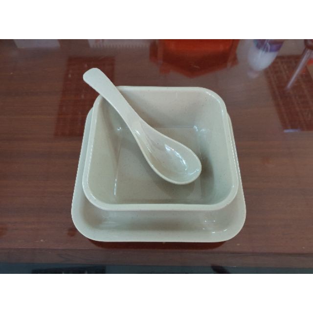 Bộ Tô, Thìa, Đĩa Chè Vuông Cao Cấp