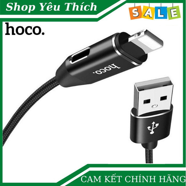 Cáp Sạc Nhanh Hoco UF01 2 in 1 Cho Iphone Kiêm Jack Cắm Tay Nghe Lighning dài 100cm