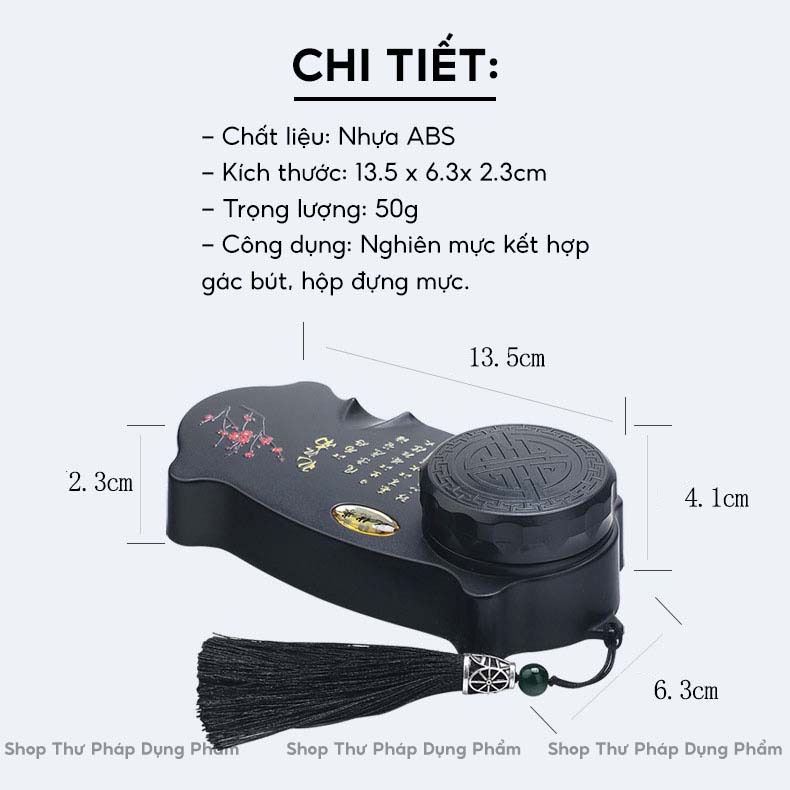 Nghiên mực thông minh có nắp kín kết hợp gác bút tiện dụng Thư Pháp Dụng Phẩm