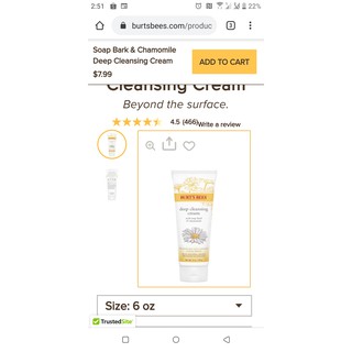 Sữa rửa mặt Burt's bees deep cleansing cream with soap bark & chamomile (mẫu mới)