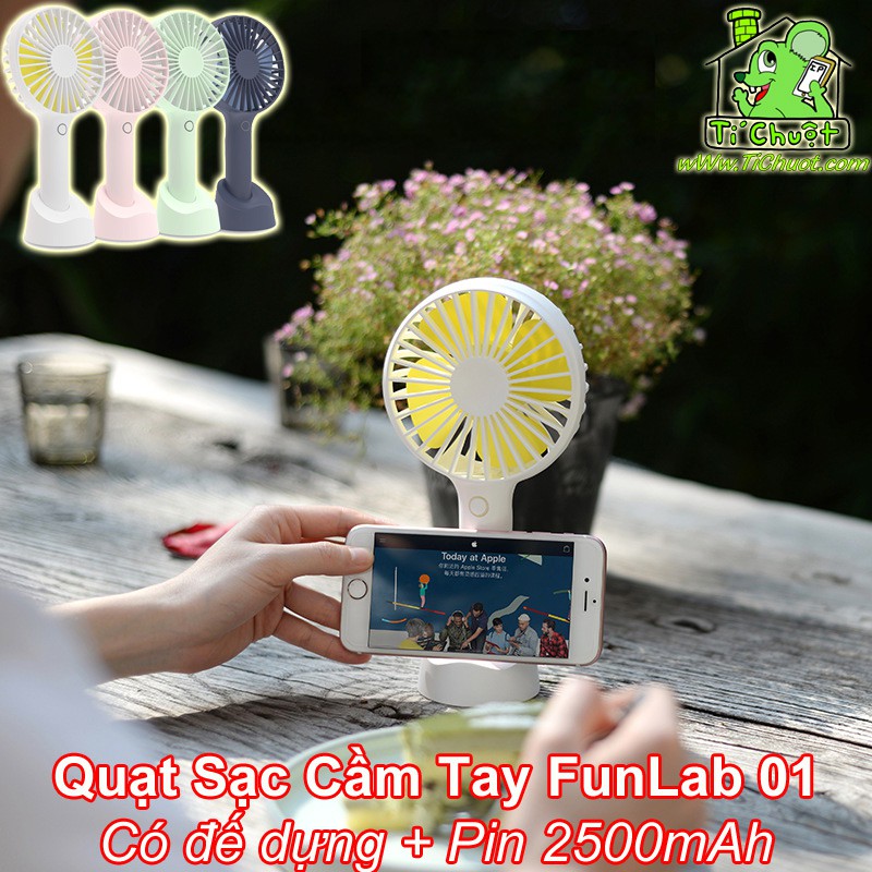 [Chính Hãng] Quạt Sạc Cầm Tay Mini Funlab 01 2500mAh Siêu êm Quạt Siêu Lâu