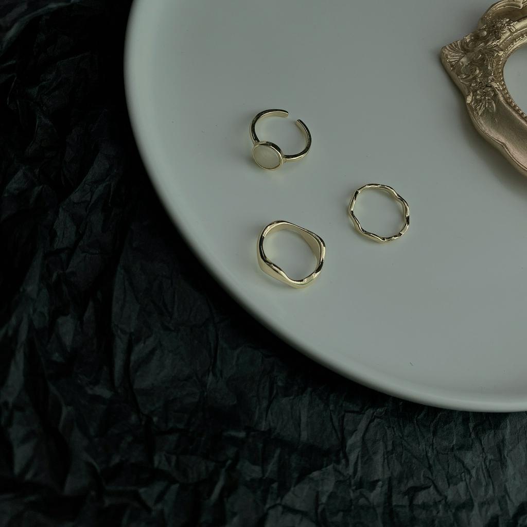 Nhẫn ngọc trai thiết kế gợn sóng có thể điều chỉnh phong cách Hàn Quốc Nhật Bản sang trọng khí chất 22625