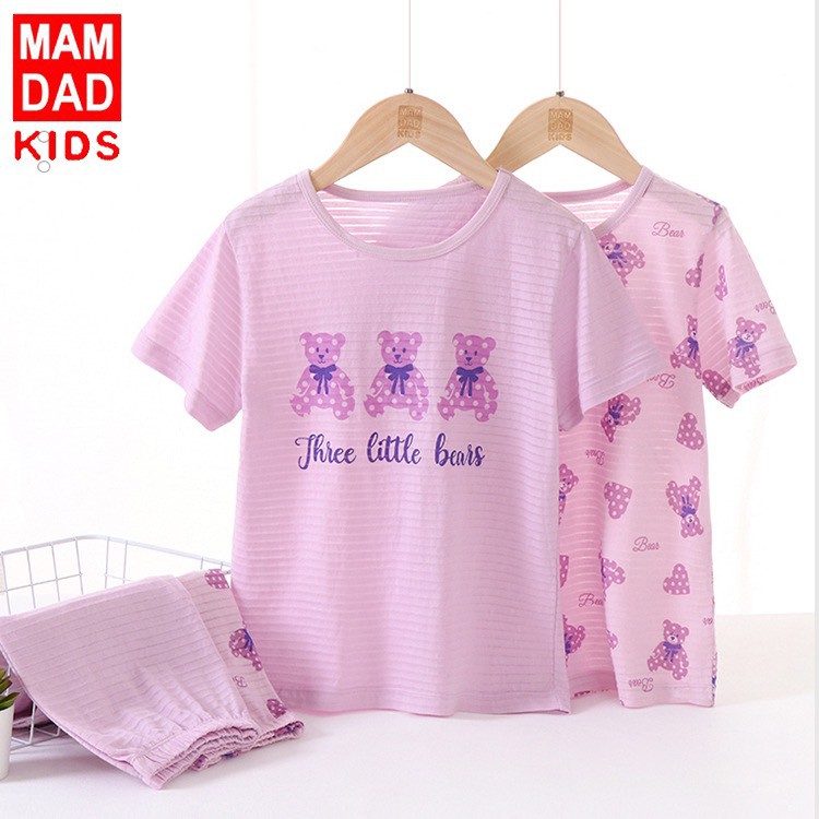 9 - 46 kg Bộ cotton xước, sợi tre cộc tay cho Bé Trai, Cho Bé gái hãng Mamdadkid #bgai