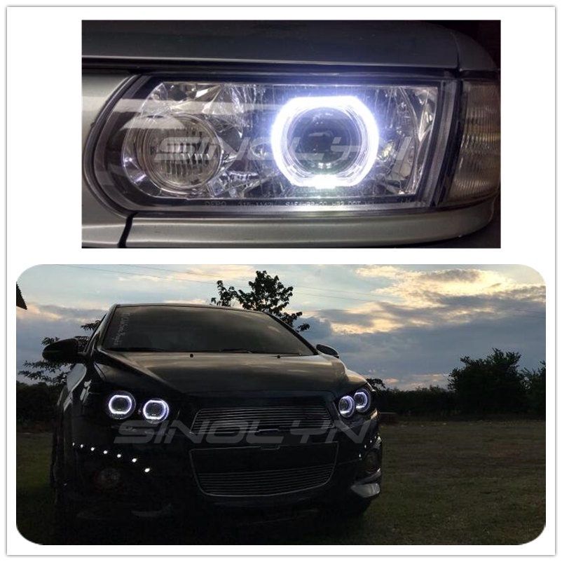Bộ đèn pha bóng LED Sinolyn Angel Eyes Bi Xenon H4 H7 DRL Devil 2.5inch cho xe hơi sử dụng H1 HID