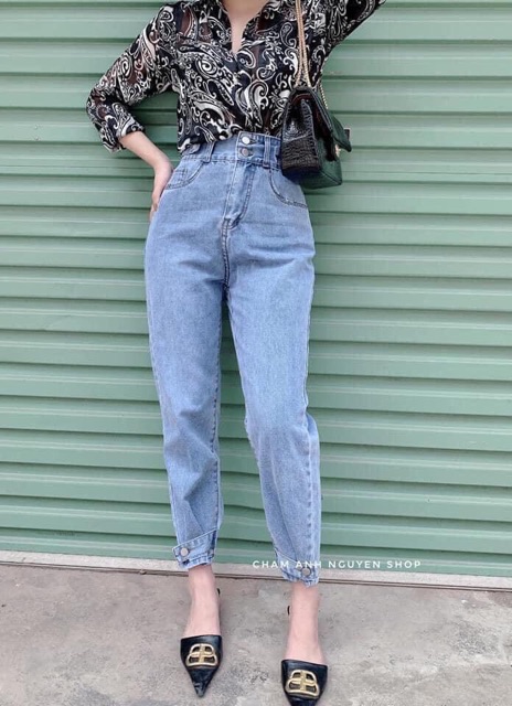 QUẦN JEAN BAGGY CẠP CAO 2 CÚC KHUY GẤU