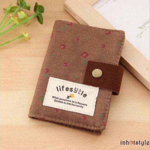 Ví đựng thẻ chất liệu canvas in hoa đẹp mắt thời trang cho nữ