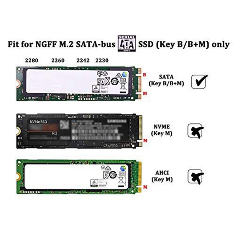 Hard Drive Reader Adapter M.2 NGFF SSD SATA to USB3.0 6Gbp/S UASP Aluminum Box for Windows Mac