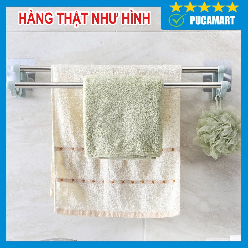 Thanh Treo Khăn Đôi Có Móc Dán Tường Loại Dài 55 CM Không Cần Khoan Đục - PucaMart